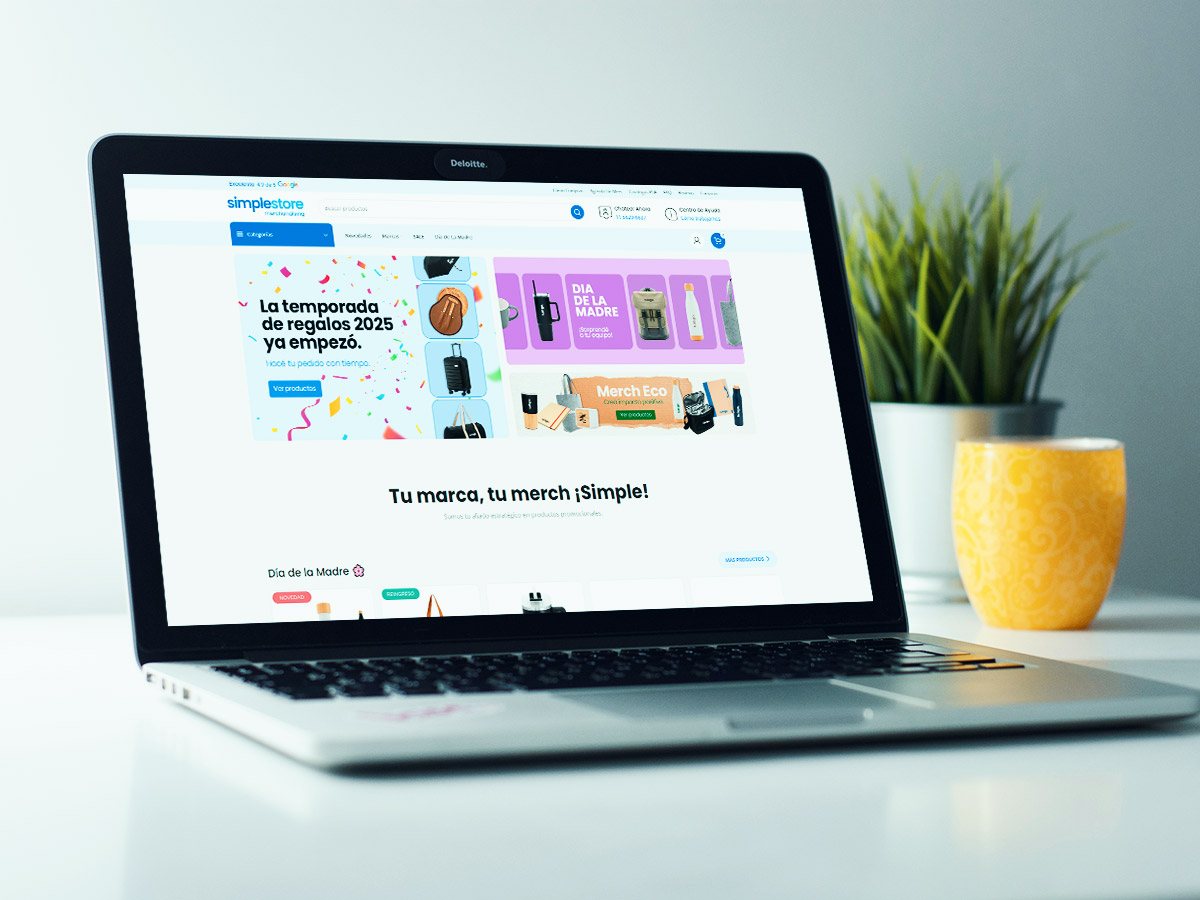 Sitio web de Simple Store Merchandising en una notebook